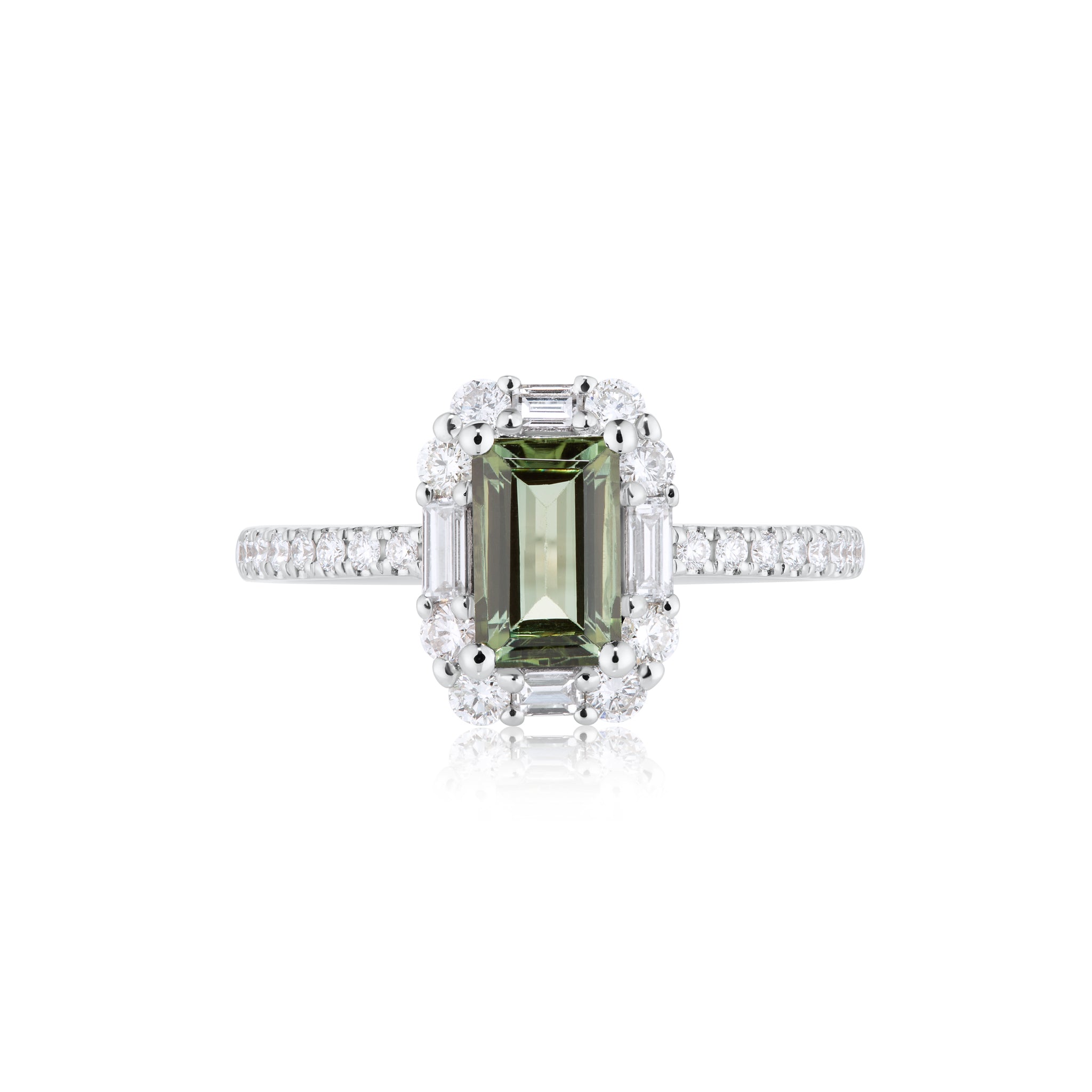1.00ct Green Tourmaline & Diamond Halo Ring